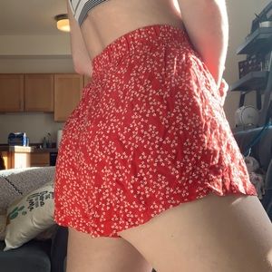 Brandy Melville red floral shorts